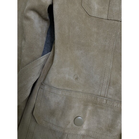 Vintage Express World Brand Tan Leather Belted Coat Womens Small Pockets - Picture 3 of 11